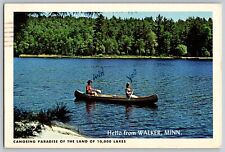 Walker, Minnesota MN - Canoeing Paradise of 10,000 Lakes - Vintage Postcard 4x6 picture