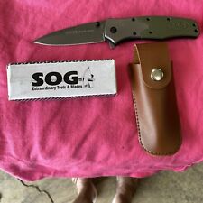 SOG Folding Flash Tanto FA02. Green With 4 Inch Blade. Comes With Carrying Case. picture