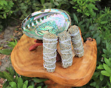 Smudge Kit Large Abalone Shell Wooden Stand & 3 x 4