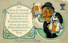 c1908 Postcard; Man Raises Beer Stein, Toast to His Dog that Loves Him Best picture