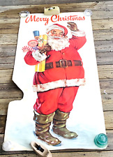 HUGE Vintage American Greetings 55 x 29 Dept Store Christmas Santa Door Poster picture