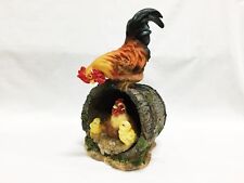 Resin Rooster Family with a Barrel Figurine (198-2301) picture