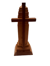 VINTAGE WOODEN CROSS SCULPTURE VERY PRETTY picture