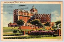1943 CAVALIER HOTEL EXTEROR VIEW VIRGINIA BEACH VA TICHNOR LINEN POSTCARD picture