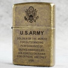 Zippo lighter 201FB Antique Brass/ US Army Symbol Design Free 3 Gifts New in Box picture