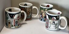 Set of 4 Susan Winget Holiday Mugs Over the Housetops Excellent Used Condition picture