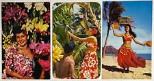 Beautiful Hawaiian Women Hawaii HI x3 Vintage Postcards picture