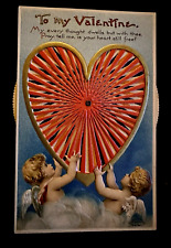 Clapsaddle~Mechanical Kaleidoscope Heart~Spinner Valentine~Cupids~Postcard~h720 picture