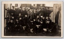 RPPC WW1 Group US Navy Officer's and Sailors On Ship Real Photo Postcard Q27 picture