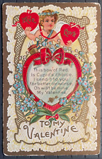 Vintage Victorian Postcard 1900-1910 To May Valentine - True Love Angel picture