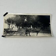 1930's 1940's Young Girl Mother Boy Girl Child Real Photo Horse Buggy Wagon Farm picture