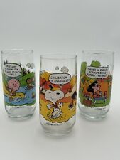 McDonald's Camp Snoopy Peanuts Set of 3 Charlie Brown Vintage Glasses 1965 picture