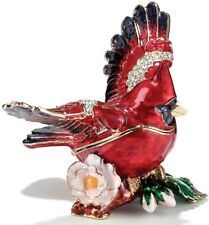 Kubla Craft Bejeweled Enameled Trinket Box: Cardinal Flying Box, Item# 3432 picture