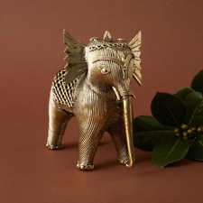 Small Brass Dhokra Elephant Figurine picture