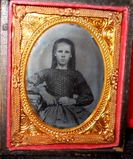 1/9th Size Tintype of young girl in half case picture