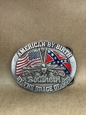 VINTAGE 1988 American By Birth Southern By The Grace Of God Belt Buckle picture