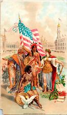 Vintage 1893 Columbia World's Fair Davis Sewing Machine Lady Liberty & Countries picture
