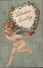 Cupid 1908 Valentine Greeting Winsch Antique Postcard 1c stamp Vintage Post Card picture