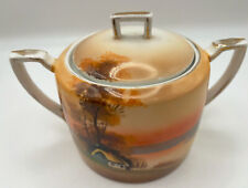 Antique Nippon Hand Painted Sugar Bowl with Lid Japan Pre-1921 picture