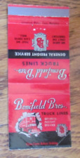 BONIFIELD TRUCK LINES MATCHBOOK COVER: ST. LOUIS CHICAGO FRANKFORT PADUCAH -B27 picture