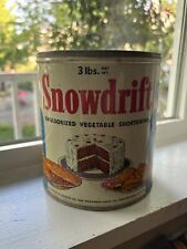 Vintage Snowdrift Baking Tin Can 3 Lb Fudge Cake Biscuits Collectible Advertis picture