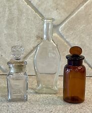 Vintage Antique Old Glass Collectible Bottles Set of 3 picture