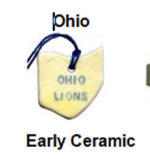 Lions Club Pins - Ohio Early Ceramic Blue - RARE RARE RARE RARE picture