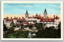 Hotel Ponce De Leon St Augustine Florida Gardens Fountain White Border Postcard picture