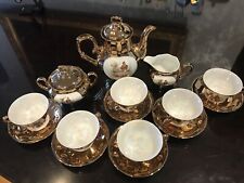 Vintage Rare Favolina Poland Gold Painted Coffee Tae Set for 6 picture