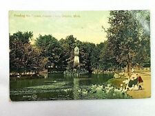 Vintage Postcard 1909 Feeding the Ducks Palmer Park Detroit MI Michigan picture