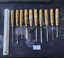 10 Henry Taylor Acorn Wood Carving Chisels In Roll - Great Condition (168) picture