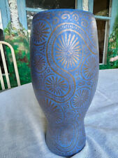 RARE Stunning Vintage 10.25” DELFT Porcelain VASE, Hand Painted, Solid Blue Vase picture
