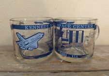 Set 2 NASA Kennedy Space Center Mugs Cups Clear Glass Excellent Condition picture