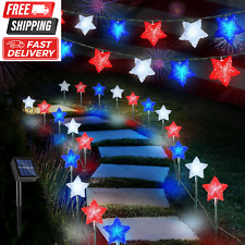 4Th of July Decorations Lights, 33FT 20 LED Solar Star Lights with Stake, 8 Mode picture