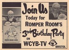 1972 WCYB BRISTOL,VIRGINIA TV AD MISS ANN STAUBER ROMPER ROOM 3rd BIRTHDAY PARTY picture