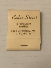 Vintage Cedar Street Matchbook Full Unstruck Ad Matches Souvenir Black White Tip picture