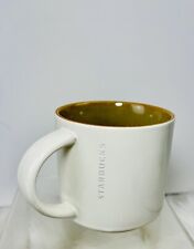 2013 Starbucks Coffee White Tan Interior Recessed Logo Stackable Mug Cup 14 Oz picture