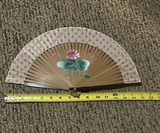 Silk Hand Fan 8 Inch Elegant and Holy Lotus Pattern High Quality（A10） picture