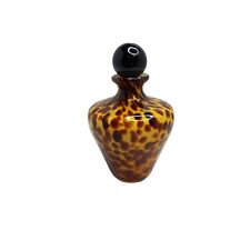vintage murano style leopard pattern black stopper glass perfume bottle picture