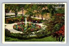 Joliet IL-Illinois, Court House Square Fountain & Flower Bed, Vintage Postcard picture