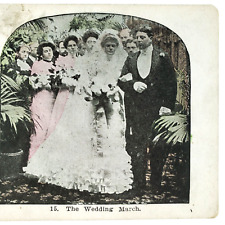 Bride Groom Wedding March Stereoview c1905 Marriage Marching Antique Card C1312 picture