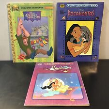VTG 90s Golden Book Disney Aladdin, Pocahontas, Hunchback Coloring Books Lot 3 picture