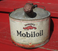 GARGOYLE Mobiloil 3 Gallon Gas Can w/ Wood Bale Handle & Original Cap picture