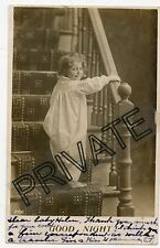 Real Photo Postcard - Little Girl Wearing Nightie Going Up Stairs - THORN Family picture