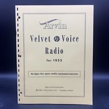 Rare Original 1955 Arvin Velvet Voice Radio Scripts For Spot Annoncements-Mint picture