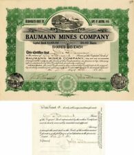 Baumann Mines Co. Issued to and Signed by Jules Baumann - Autographed Stocks & B picture