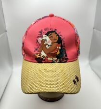 Disney Moana Hat Cap Youth Adjustable Strap Back Pink Straw Bill Floral Hawaiian picture