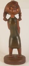 Anri 1950's Hafner Girl Sticking Out Tongue Happy Children Wood Carved Figurine picture
