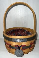 Longaberger 1997 Inaugural Basket Combo Classic Stain w/Blue & Red Weave EUC picture