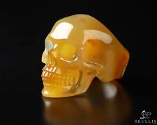 US Size 9# Carnelian Hand Carved Crystal Skull Ring, Skull Jewelry picture